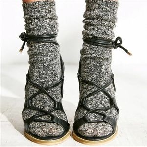 Silence + Noise Sofia Lace Up Stack Wood Heel
